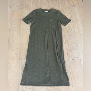 Madewell Ribbed Pocket Tee Midi Dress Green Size Small